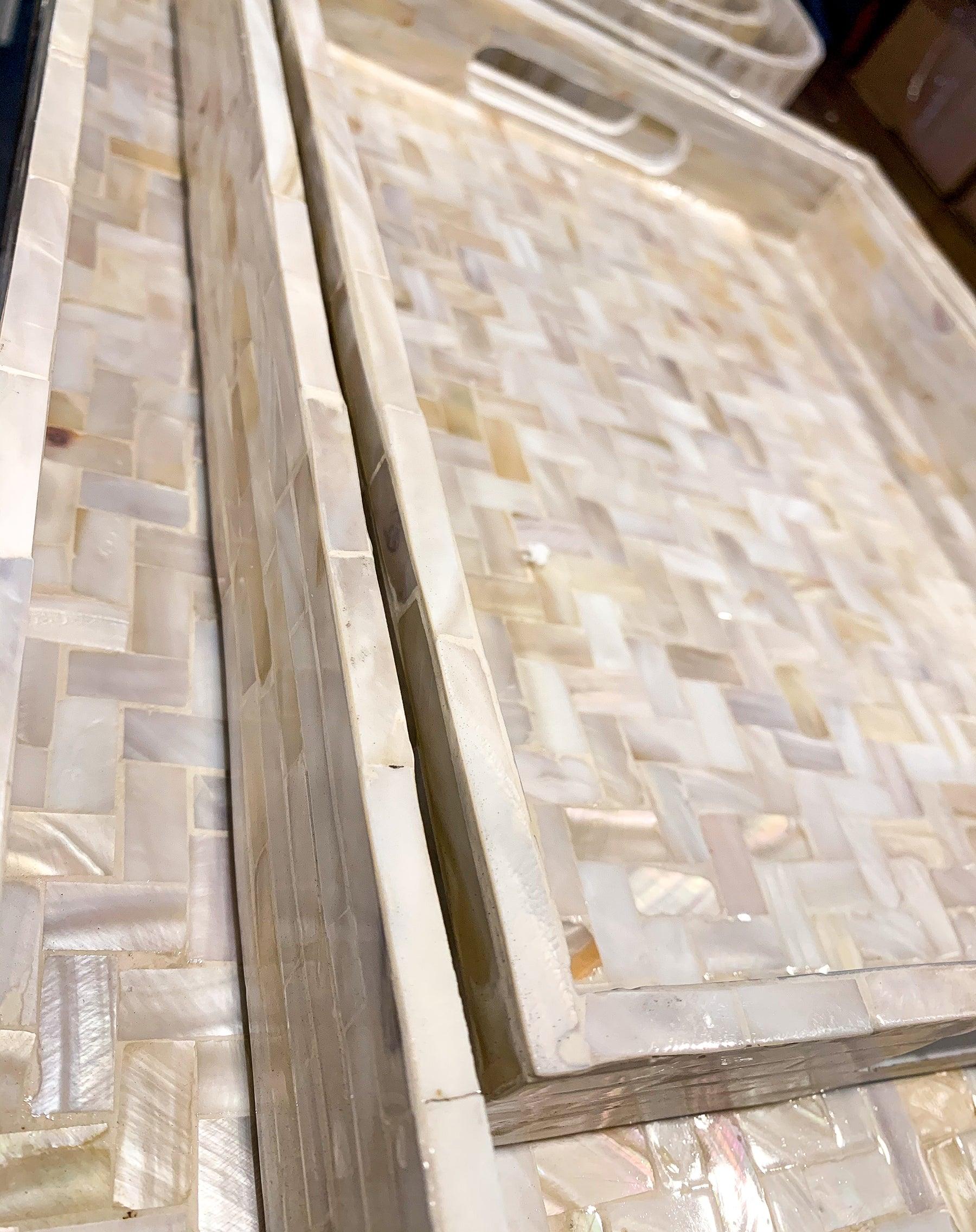 Cream Herringbone Tray