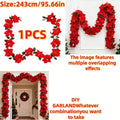 Artificial Poinsettia Wreath 242cm Red and Green Christmas Garland