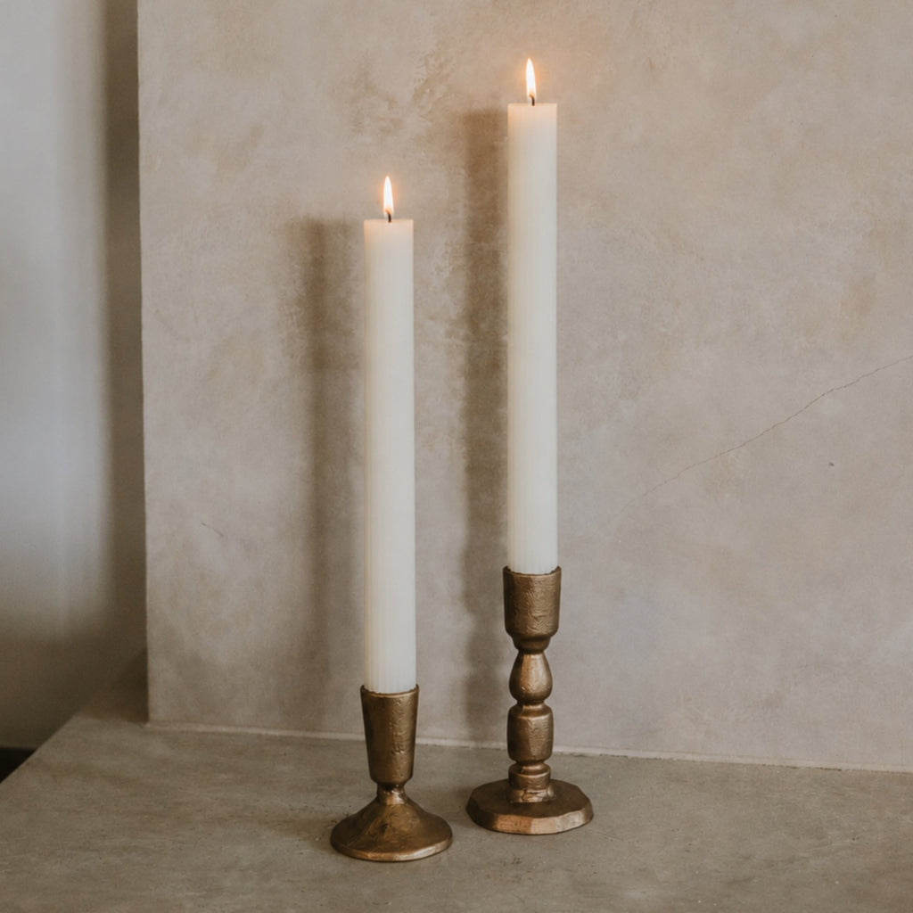 Gold Taper Candle Holders - Set of 2