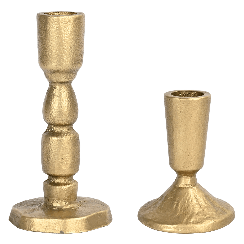 Gold Taper Candle Holders - Set of 2