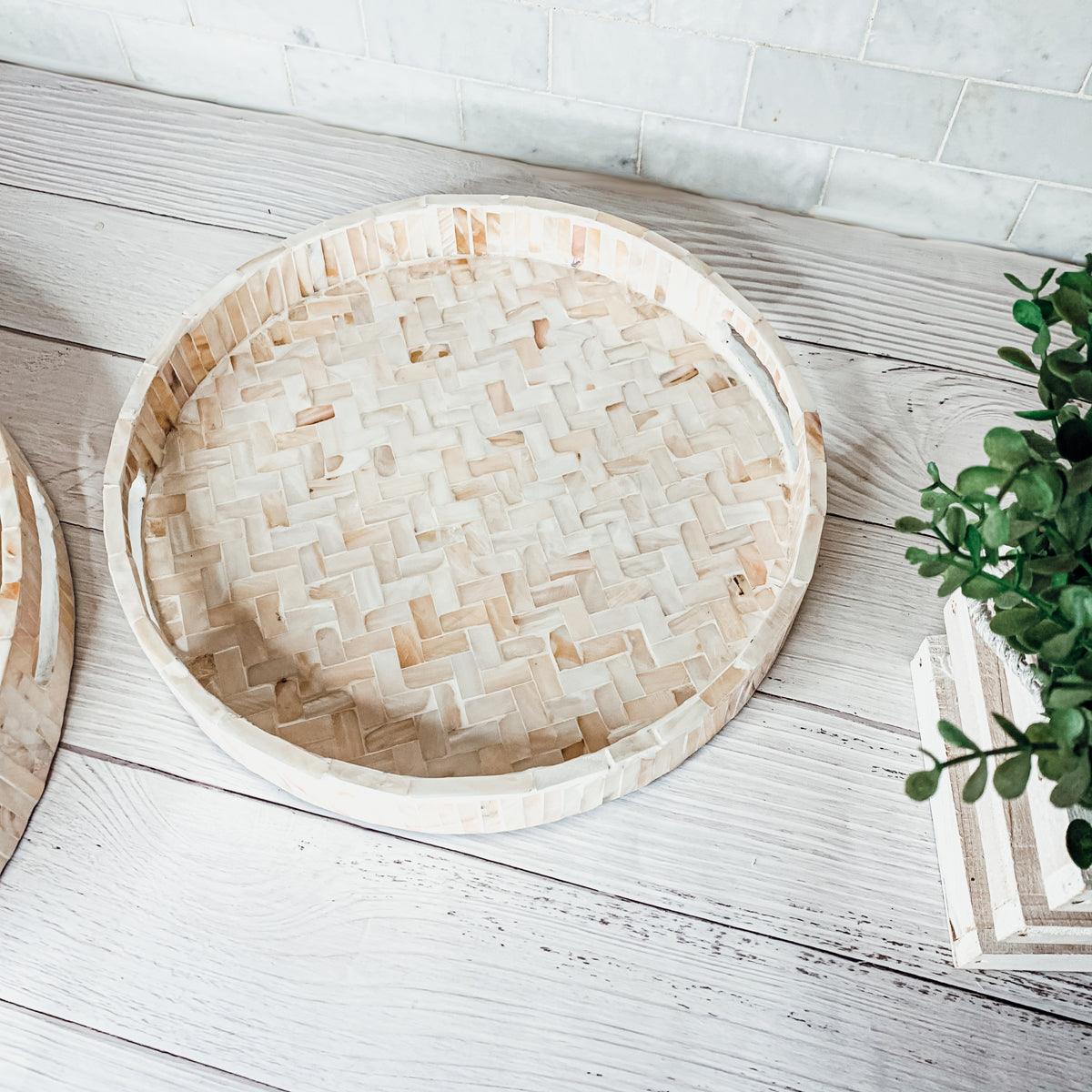 Cream Herringbone Tray