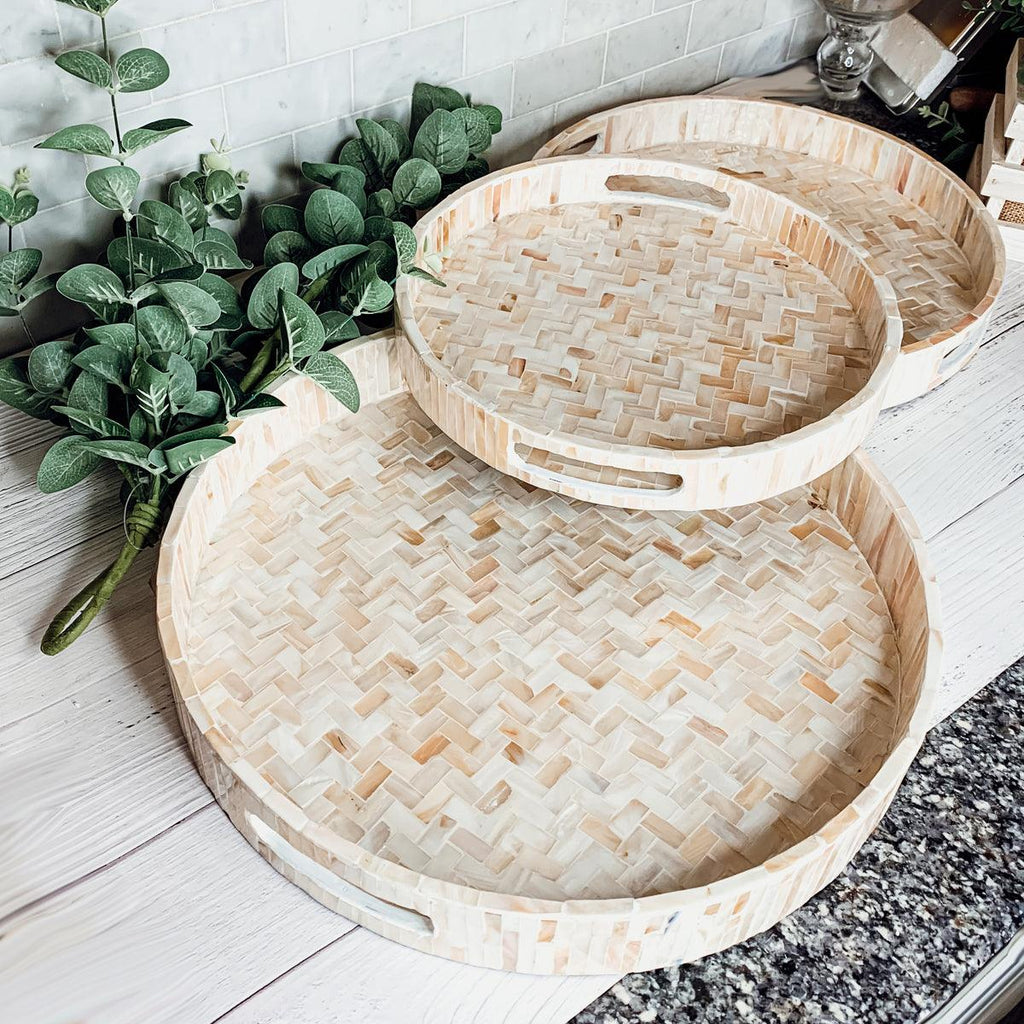 Cream Herringbone Tray
