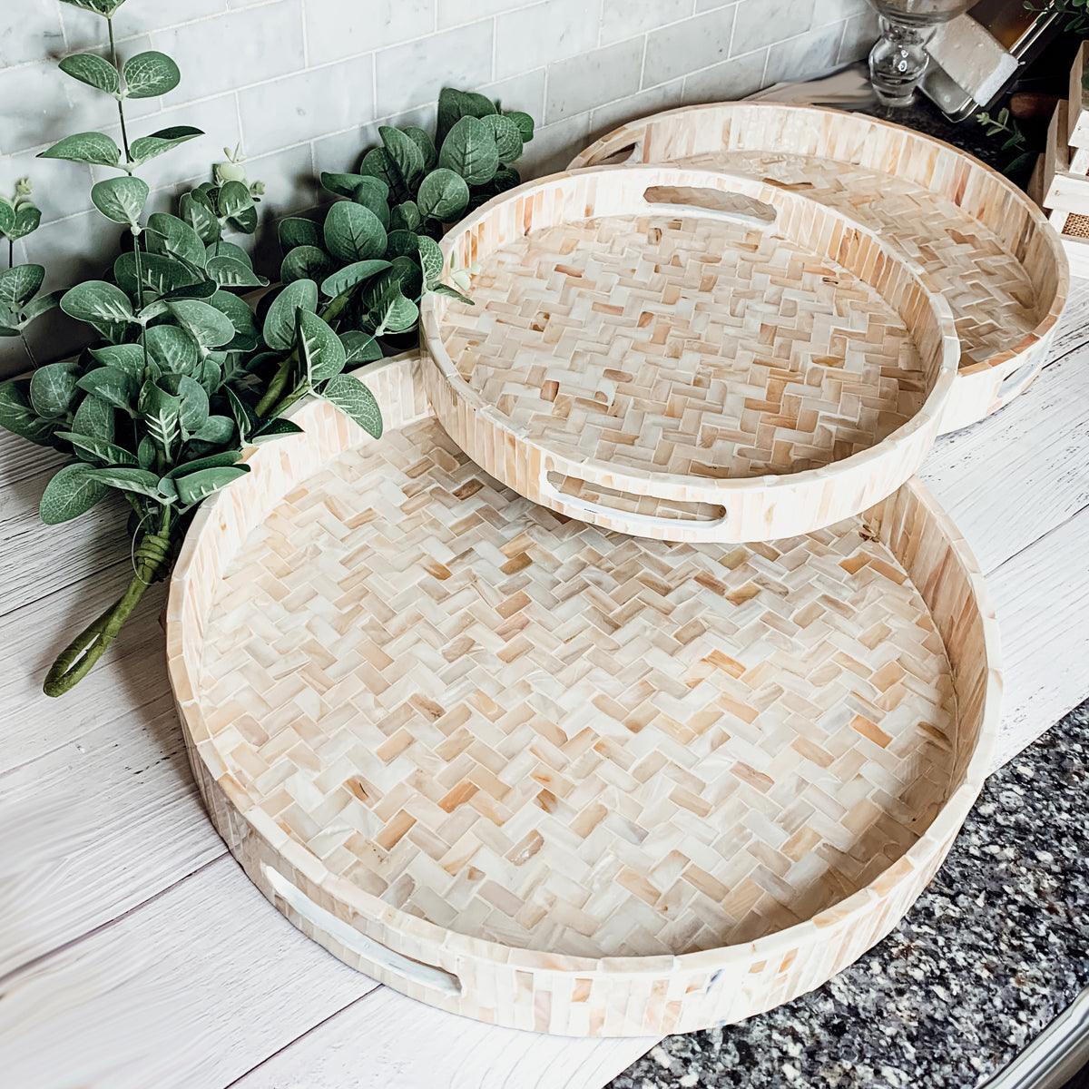 Cream Herringbone Tray