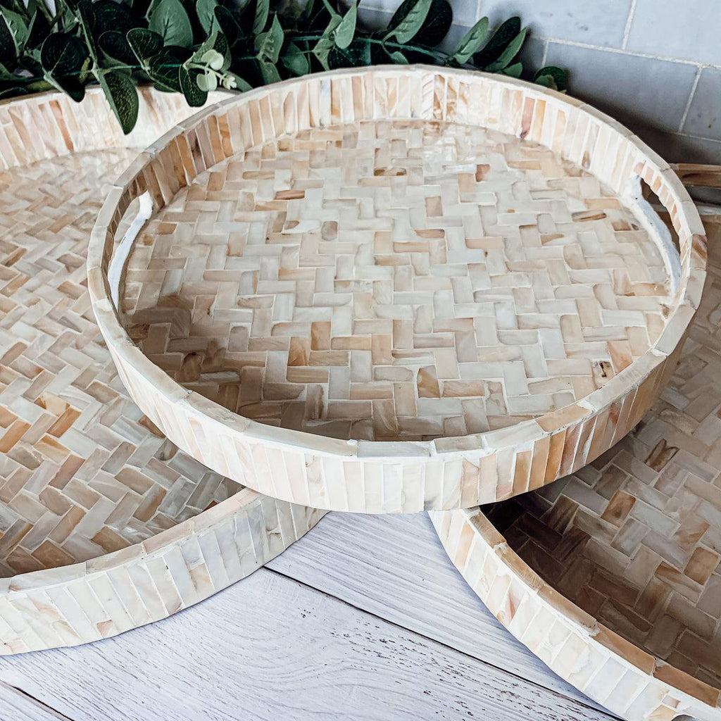 Cream Herringbone Tray
