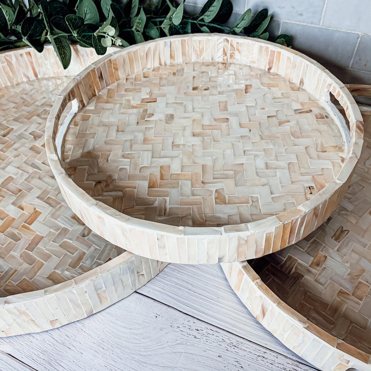 Cream Herringbone Tray