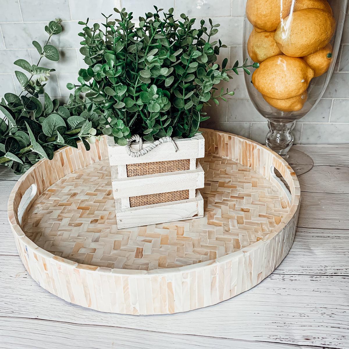 Cream Herringbone Tray