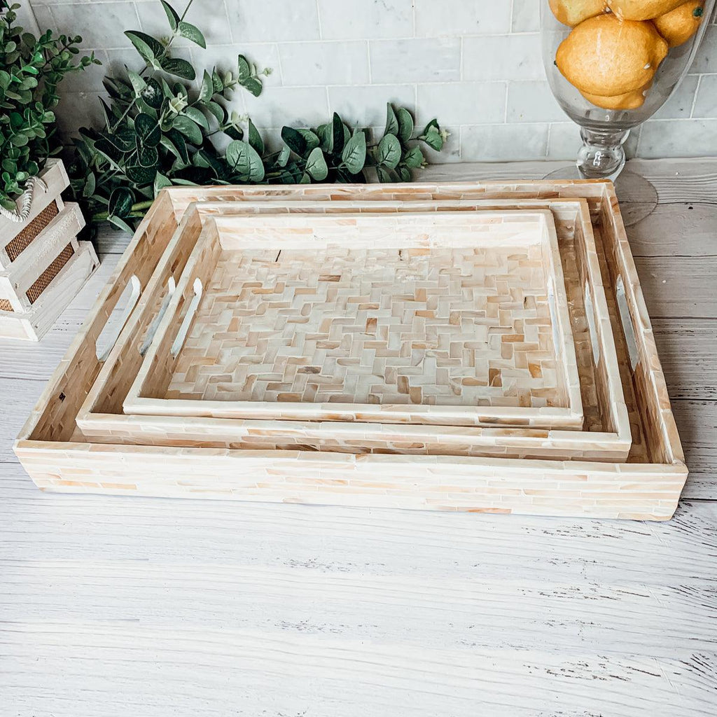 Cream Herringbone Tray