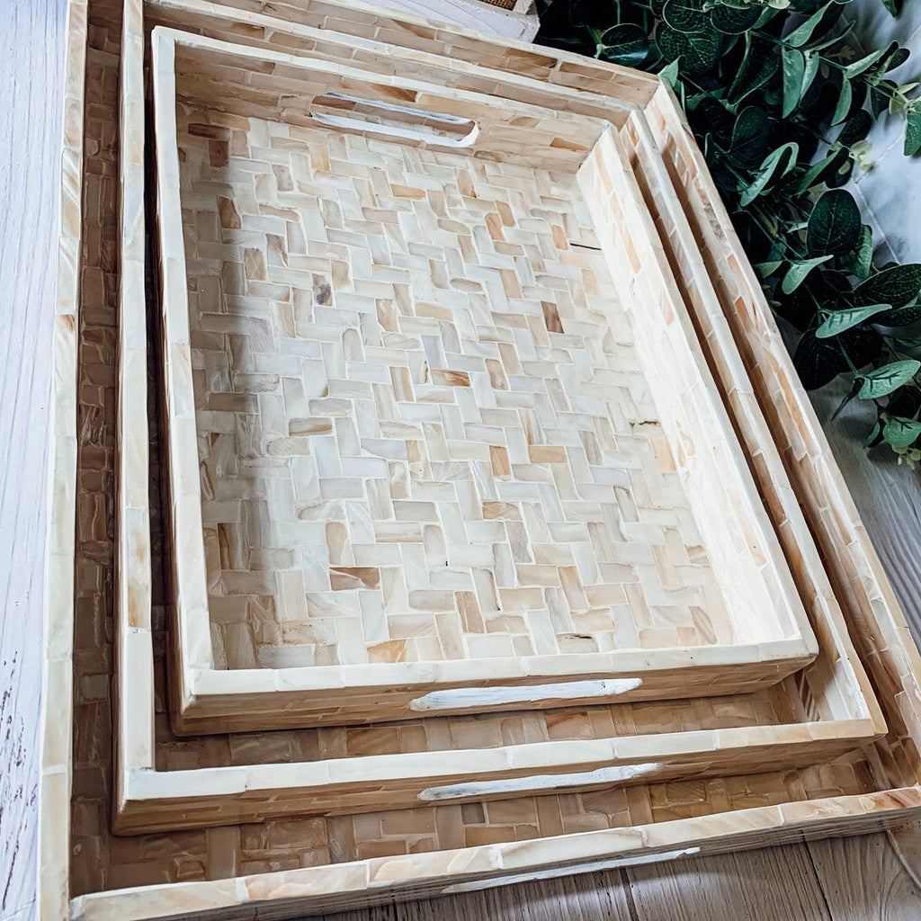 Cream Herringbone Tray