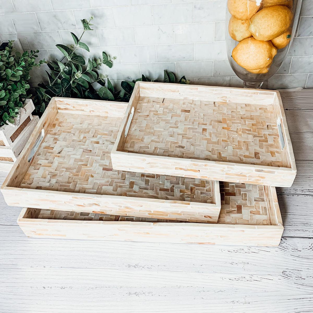 Cream Herringbone Tray