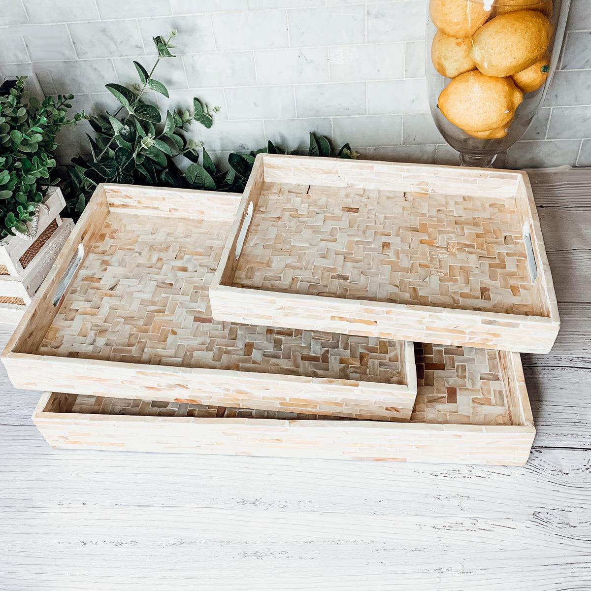 Cream Herringbone Tray