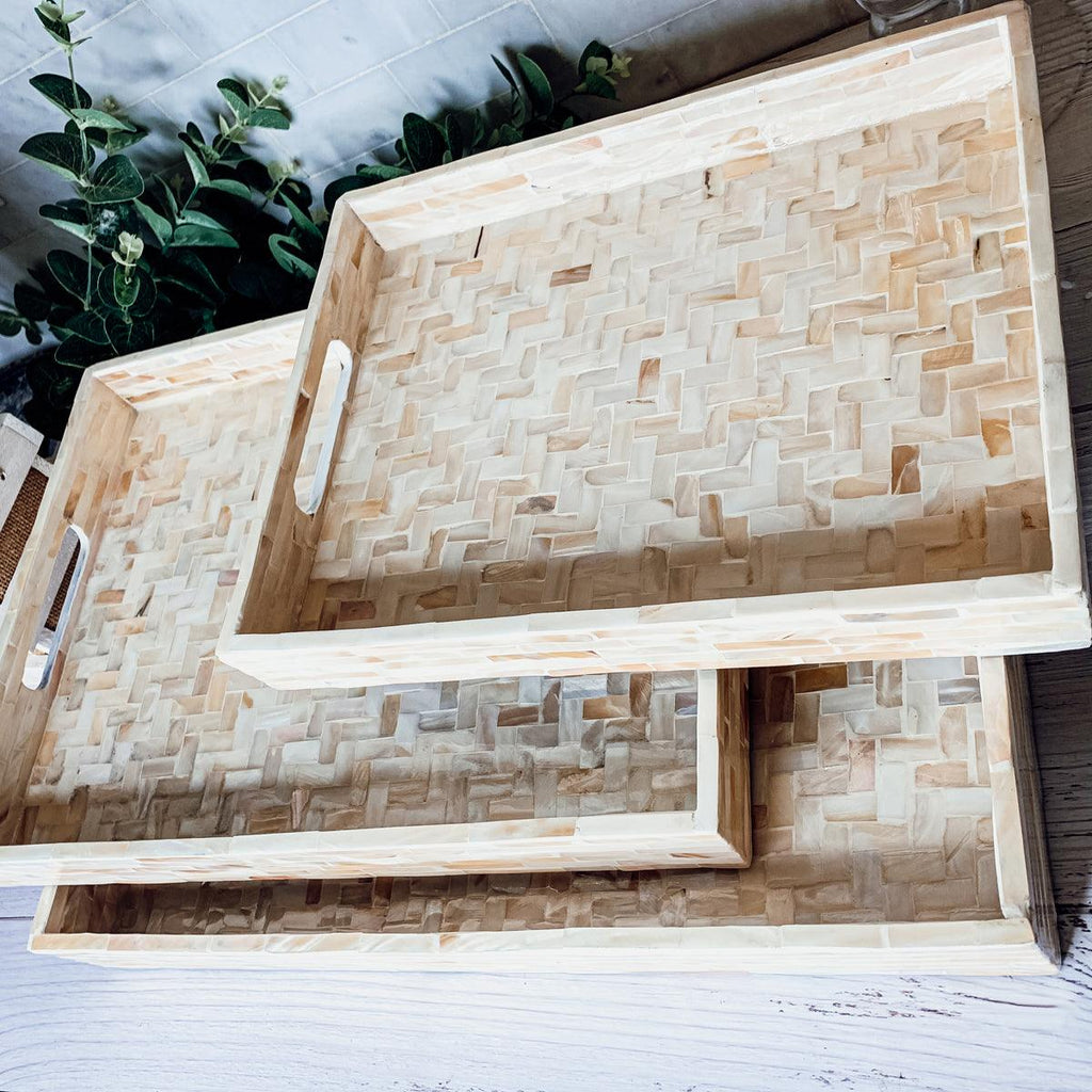 Cream Herringbone Tray